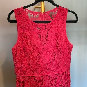 White House Black Market Red Lace Midi Dress